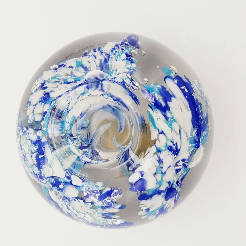 The Millefiori Collection Candle Holder Light Catcher Glass Blue Hand Blown